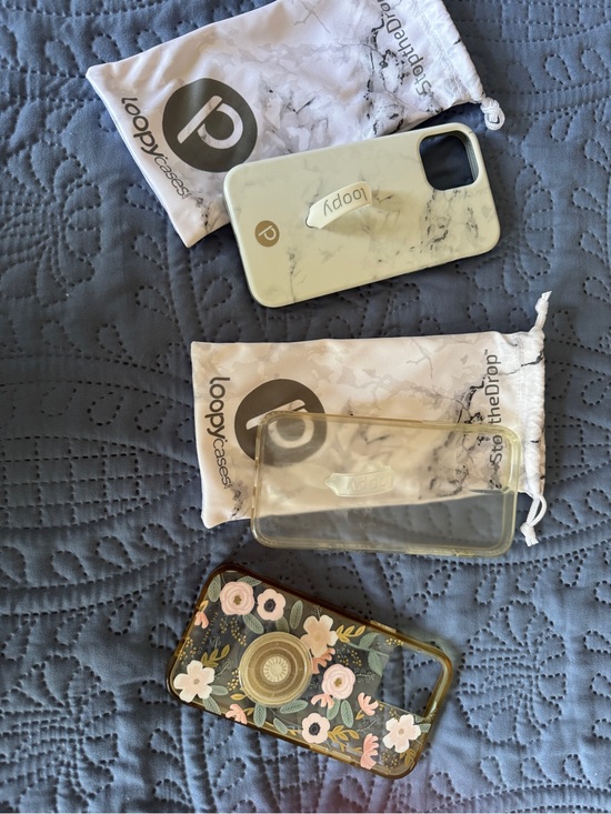 Loopy Case Accessories - Loopy Marble White Phone Case w/Loop - White, Bundle of three cases iPhone 12